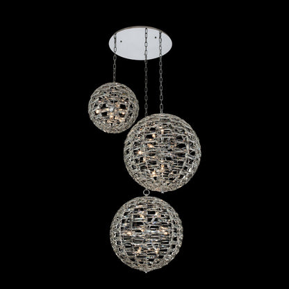 Alta 3 ORB Luxury Crystal Ball Pendant (18+18+18) – Polished Chrome – Crystal+Form Allegri Crystal Lighting