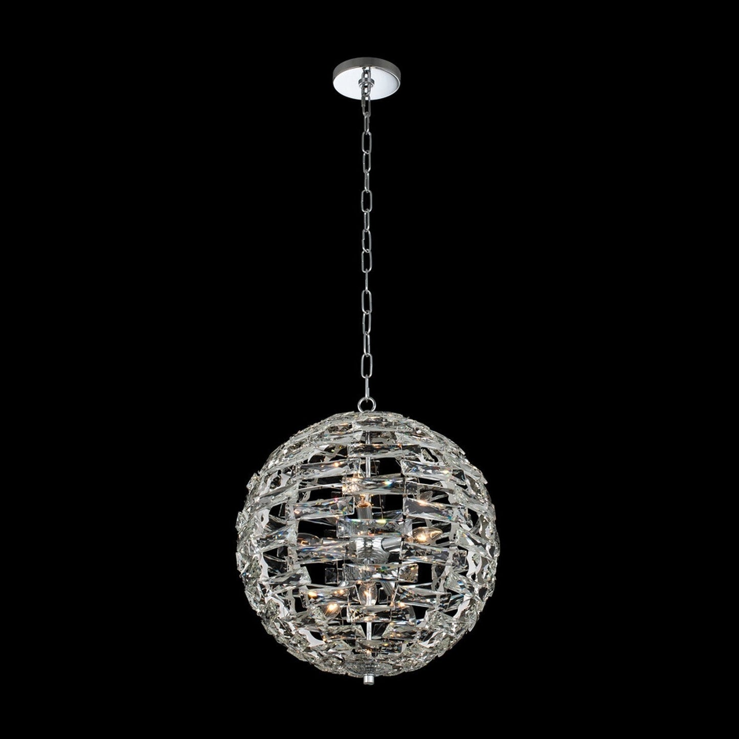 Alta Luxury Orbit Crystal Ball Pendant 18 inch – Polished Chrome