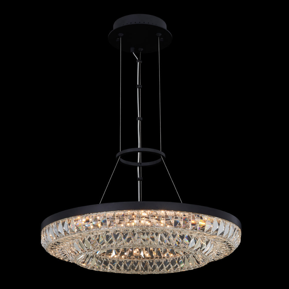 Zaga 20 inch Luxury Crystal Ring Pendant – Matte Black – Crystal+Form Allegri Crystal Lighting