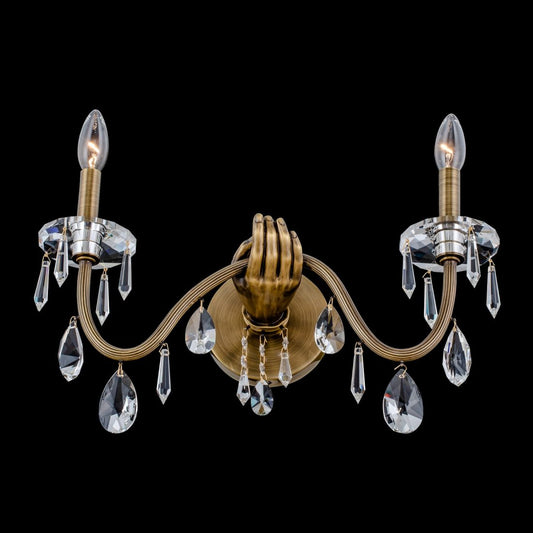 Venere 2 Light Wall Sconce – Historic Brass by Allegri Crystal