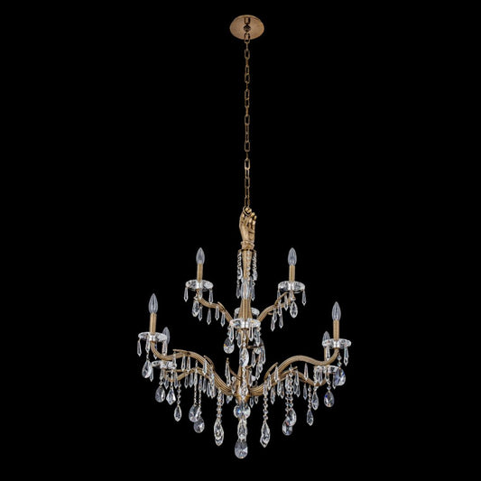 Venere 9 Light 2 Tier Chandelier – Historic Brass by Allegri Crystal