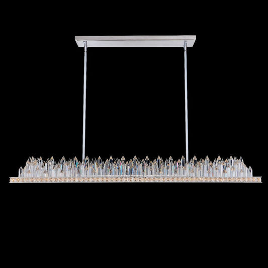 Orizzonte 44 inch Luxury Crystal Island Pendant – Polished Chrome – Crystal+Form Allegri Crystal Lighting