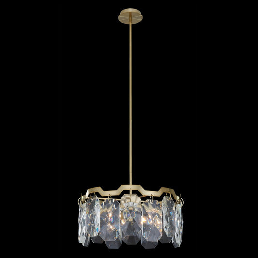 Piatta 22 inch Pendant – Brushed Brass, Emerald Cut Crystals – Crystal+Form Allegri Crystal Lighting