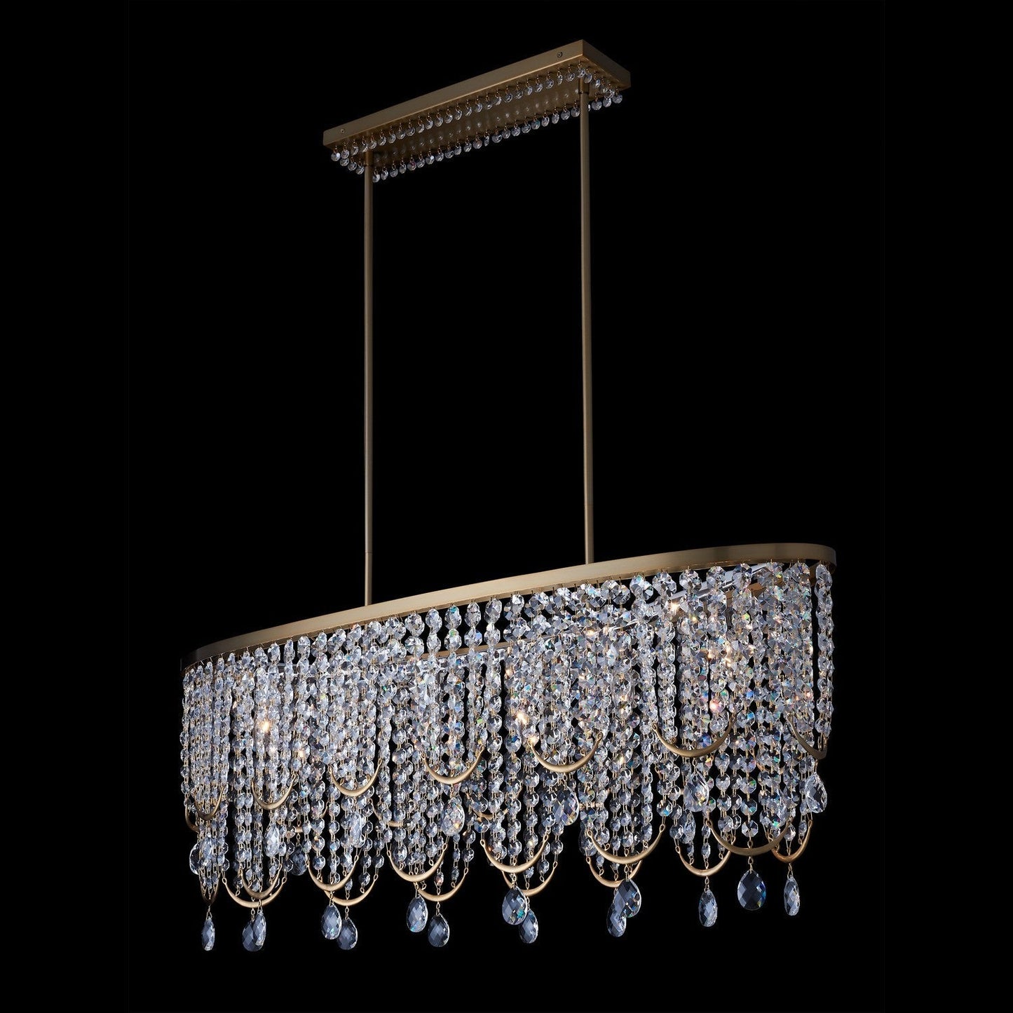 Vezzo 44" Island – Winter Brass by Allegri Crystal – Crystal+Form Allegri Crystal Lighting