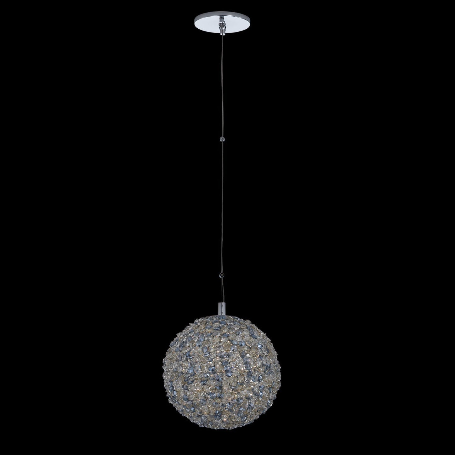 Lina Colorata Luxury Crystal Ball Pendant Light 10 inch – Chrome, Champagne Gold, Aqua Firenze Crystals – Crystal+Form Allegri Crystal Lighting