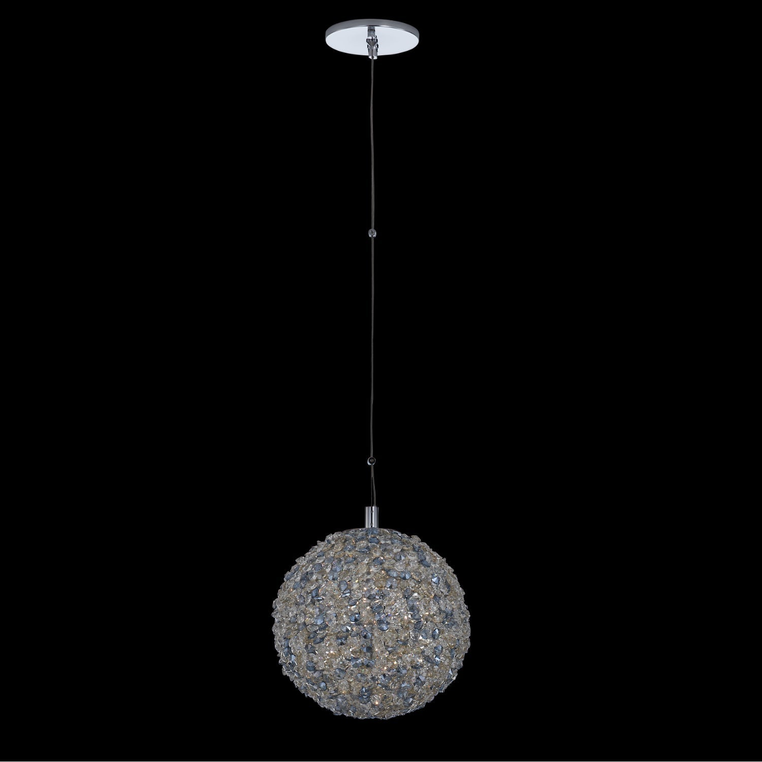 Lina Colorata Luxury Crystal Ball Pendant Light 10 inch – Chrome, Champagne Gold, Aqua Firenze Crystals – Crystal+Form Allegri Crystal Lighting