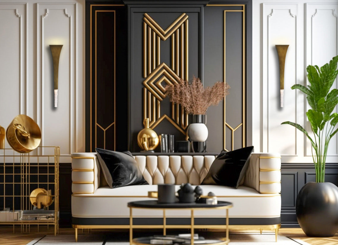 Roman 40-in 1 Light LED True Brass/Clear Wall Sconce