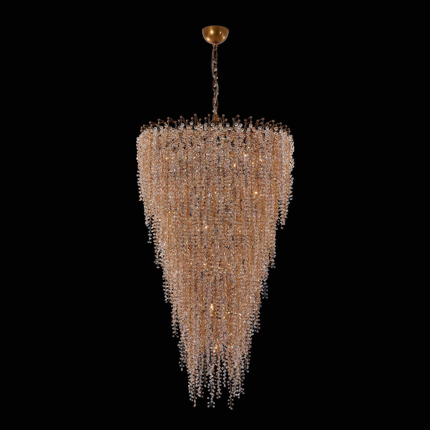 Fuji Foyer Entry Light Pendant Chandelier – True Brass – Crystal+Form Allegri Crystal Lighting