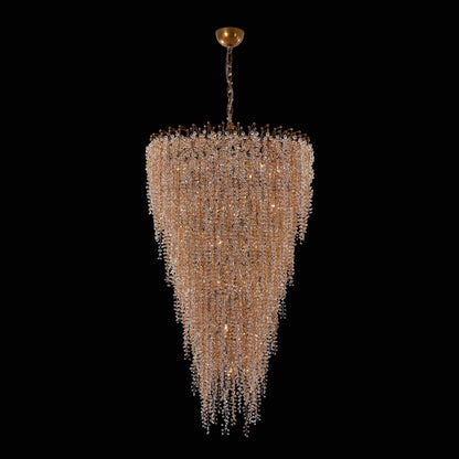 Fuji Foyer Entry Light Pendant Chandelier – True Brass – Crystal+Form Allegri Crystal Lighting