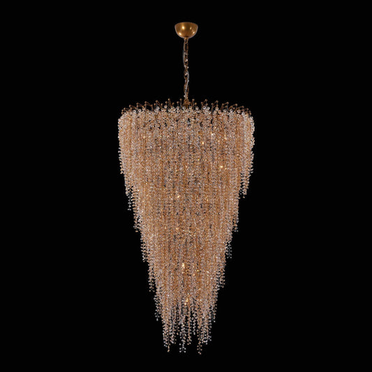 Fuji Foyer Entry Light Pendant Chandelier – True Brass – Crystal+Form Allegri Crystal Lighting