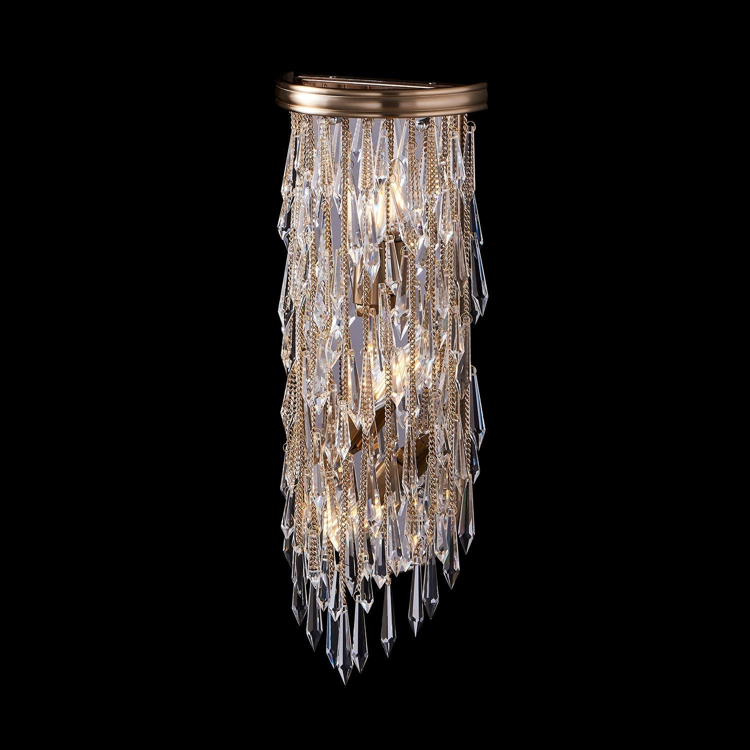 Frangia Gold Wall Sconce – Brushed Champagne Gold by Allegri Crystal – Crystal+Form Allegri Crystal Lighting