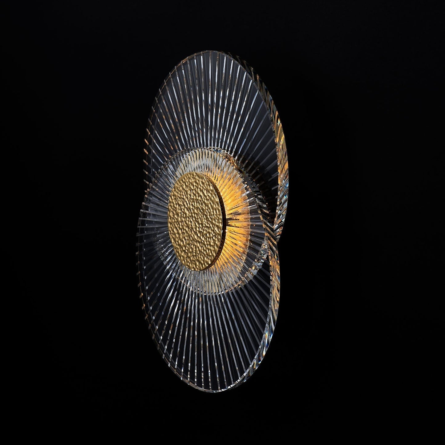 Girare Luxury Sun Crystal Wall Sconce Light 2 Ring – 18K Gold