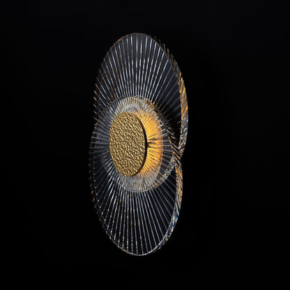 Girare Luxury Sun Crystal Wall Sconce Light 2 Ring – 18K Gold