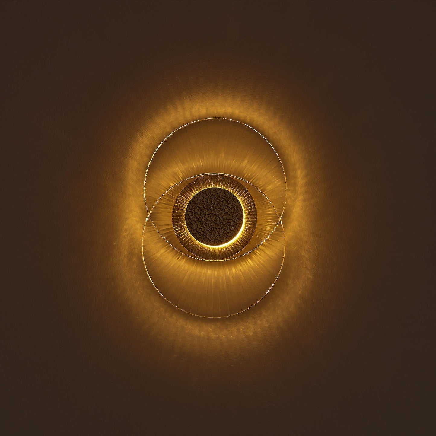 Girare Luxury Sun Crystal Wall Sconce Light 2 Ring – 18K Gold