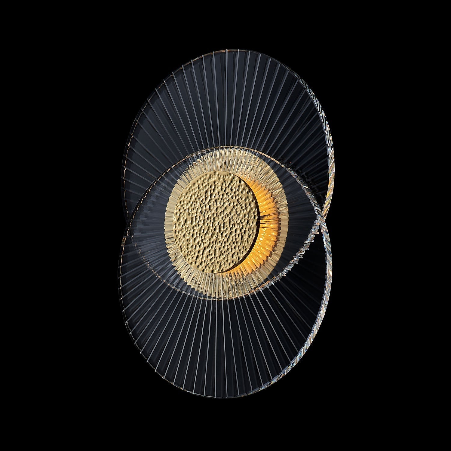 Girare Luxury Sun Crystal Wall Sconce Light 2 Ring – 18K Gold – Crystal+Form Allegri Crystal Lighting