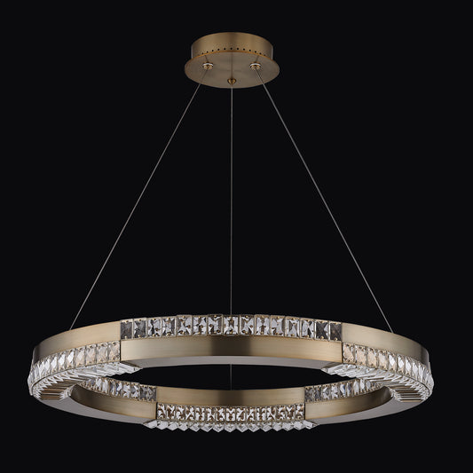 Dama 28-in 1 Light LED Winter Brass/Clear Chandelier
