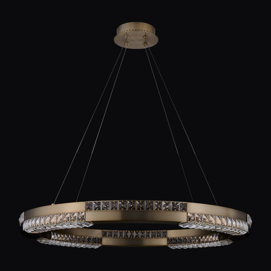 Dama 34-in 1 Light LED Winter Brass/Clear Chandelier