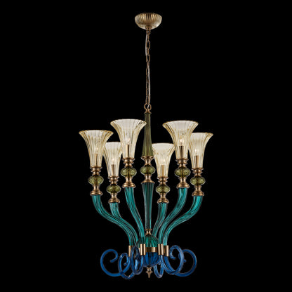 Tinta 28-in 6 Light Socket Winter Brass/Multi Chandelier