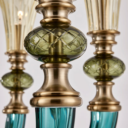 Tinta 28-in 6 Light Socket Winter Brass/Multi Chandelier
