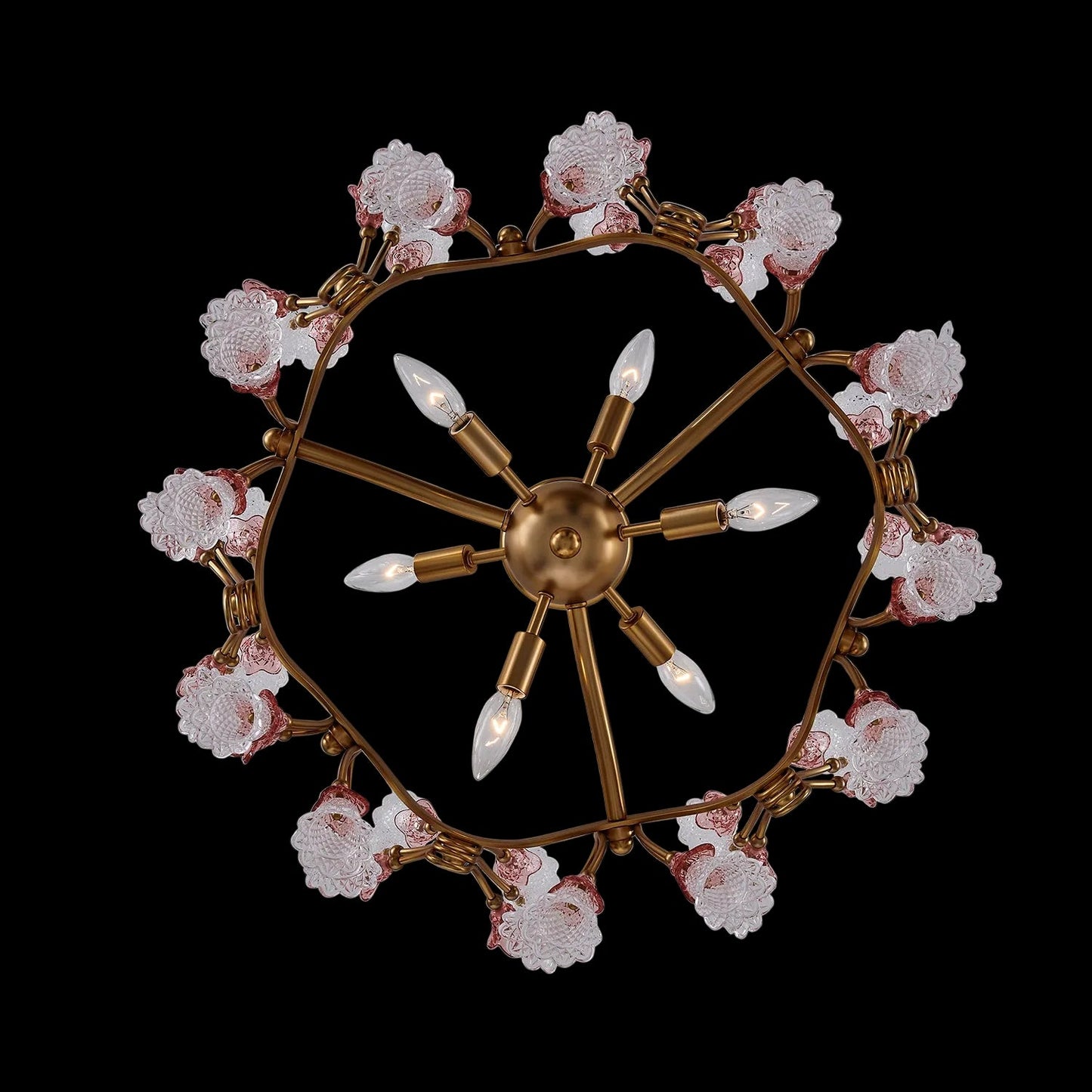 Bella Luxury Crystal 26 inch Candelabra Pendant - Aged Brass