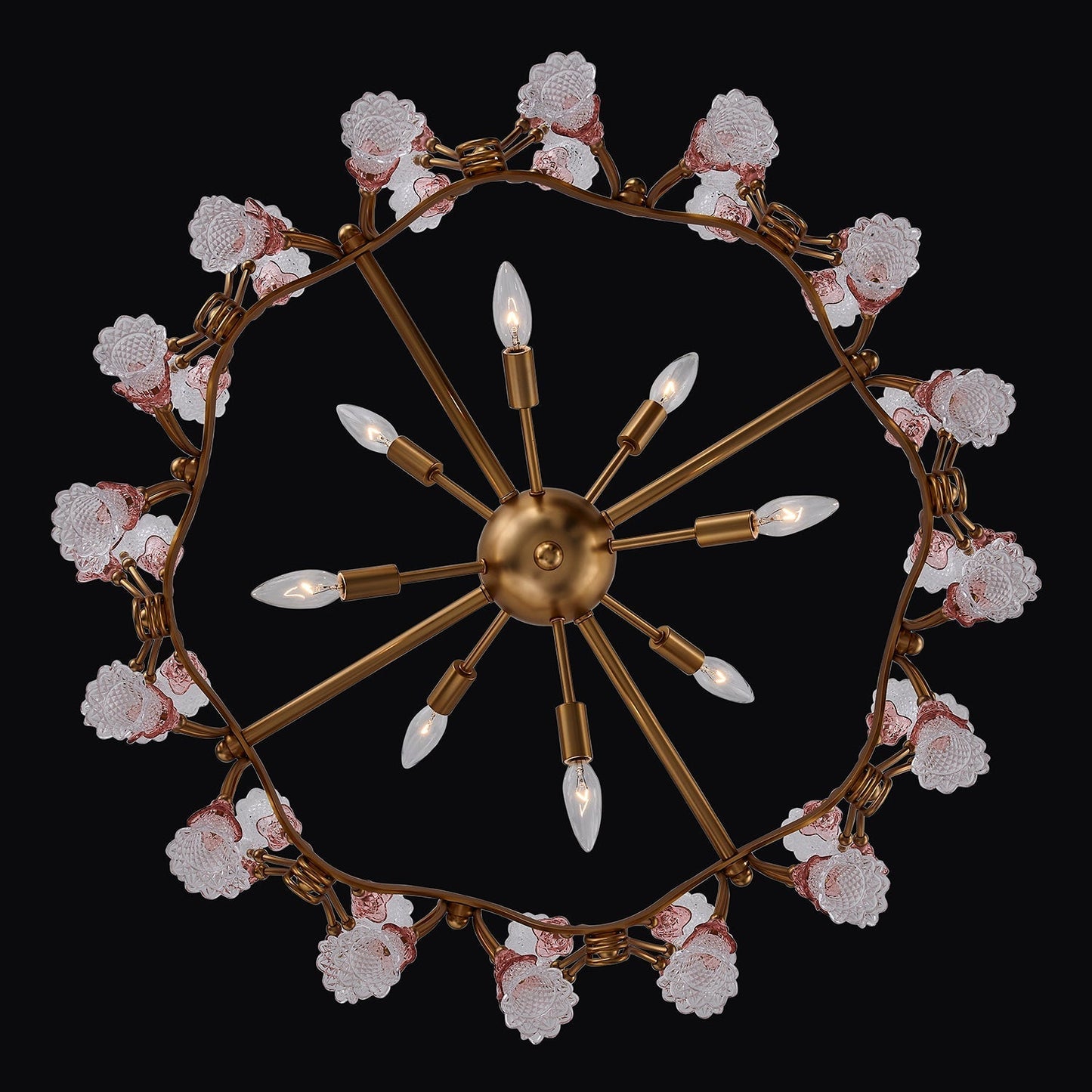 Bella Luxury Crystal 32 inch Candelabra Pendant - Antique Brass