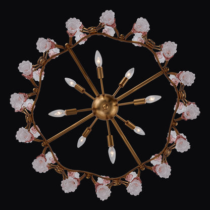 Bella Luxury Crystal 32 inch Candelabra Pendant - Antique Brass