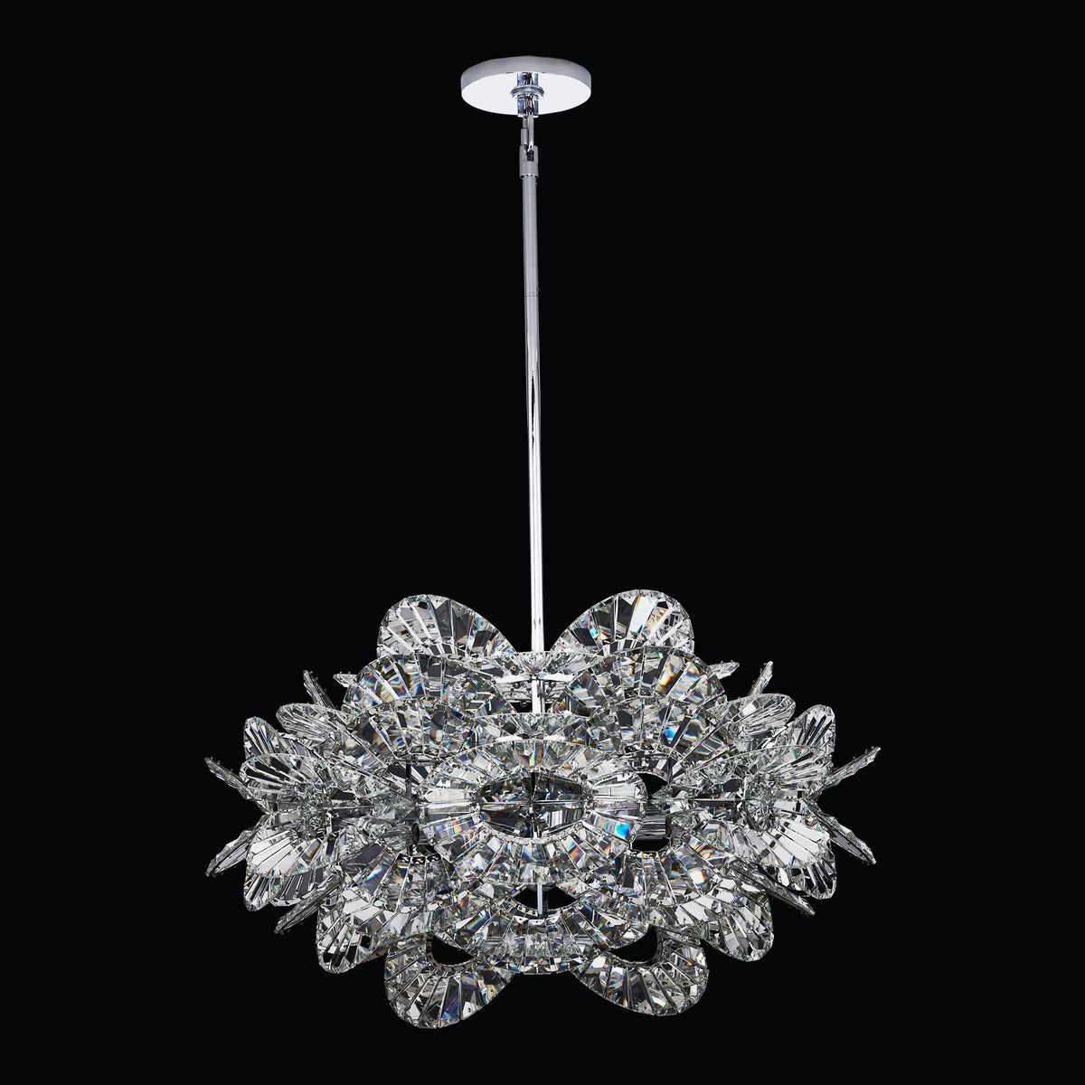 Luminoso 31.75-in 14 Light Socket Polished Chrome/Trapezoidal Crystal Chandelier
