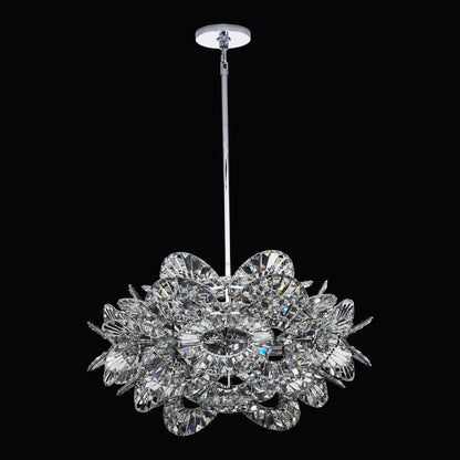 Luminoso 31.75-in 14 Light Socket Polished Chrome/Trapezoidal Crystal Chandelier