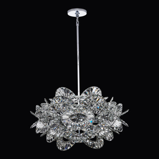 Luminoso 31.75-in 14 Light Socket Polished Chrome/Trapezoidal Crystal Chandelier