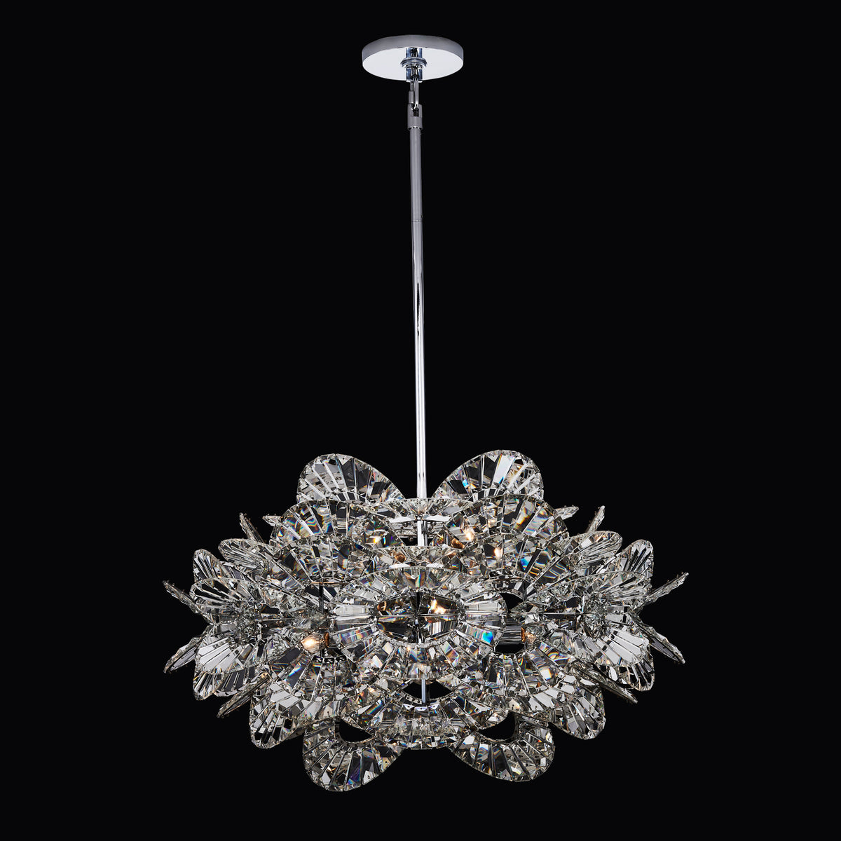 Luminoso 31.75-in 14 Light Socket Polished Chrome/Trapezoidal Crystal Chandelier