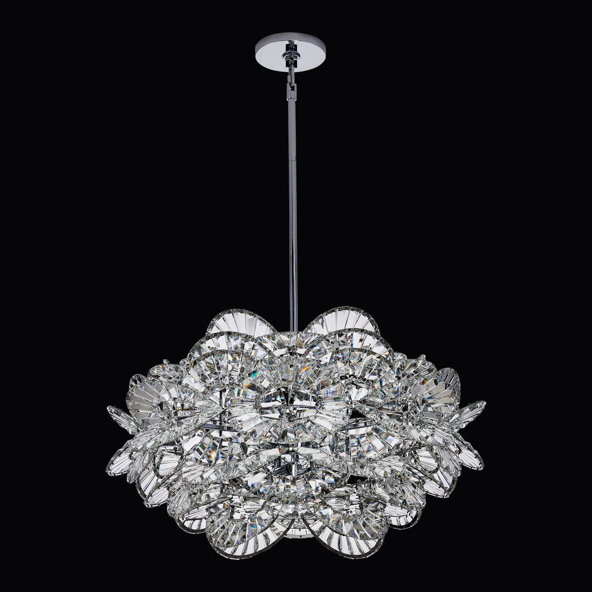 Luminoso 31.75-in 14 Light Socket Polished Chrome/Trapezoidal Crystal Chandelier
