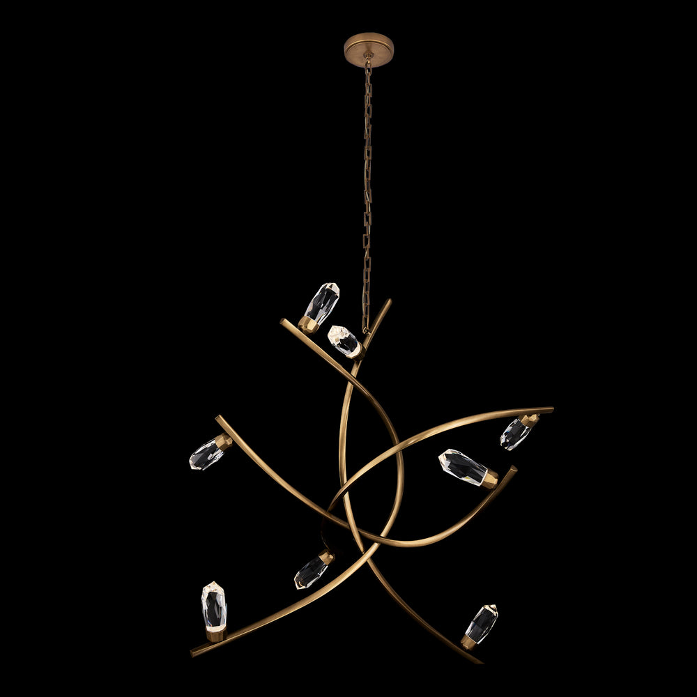 Bilancia 48-in 8 Light LED True Brass/Firenze Clear Chandelier