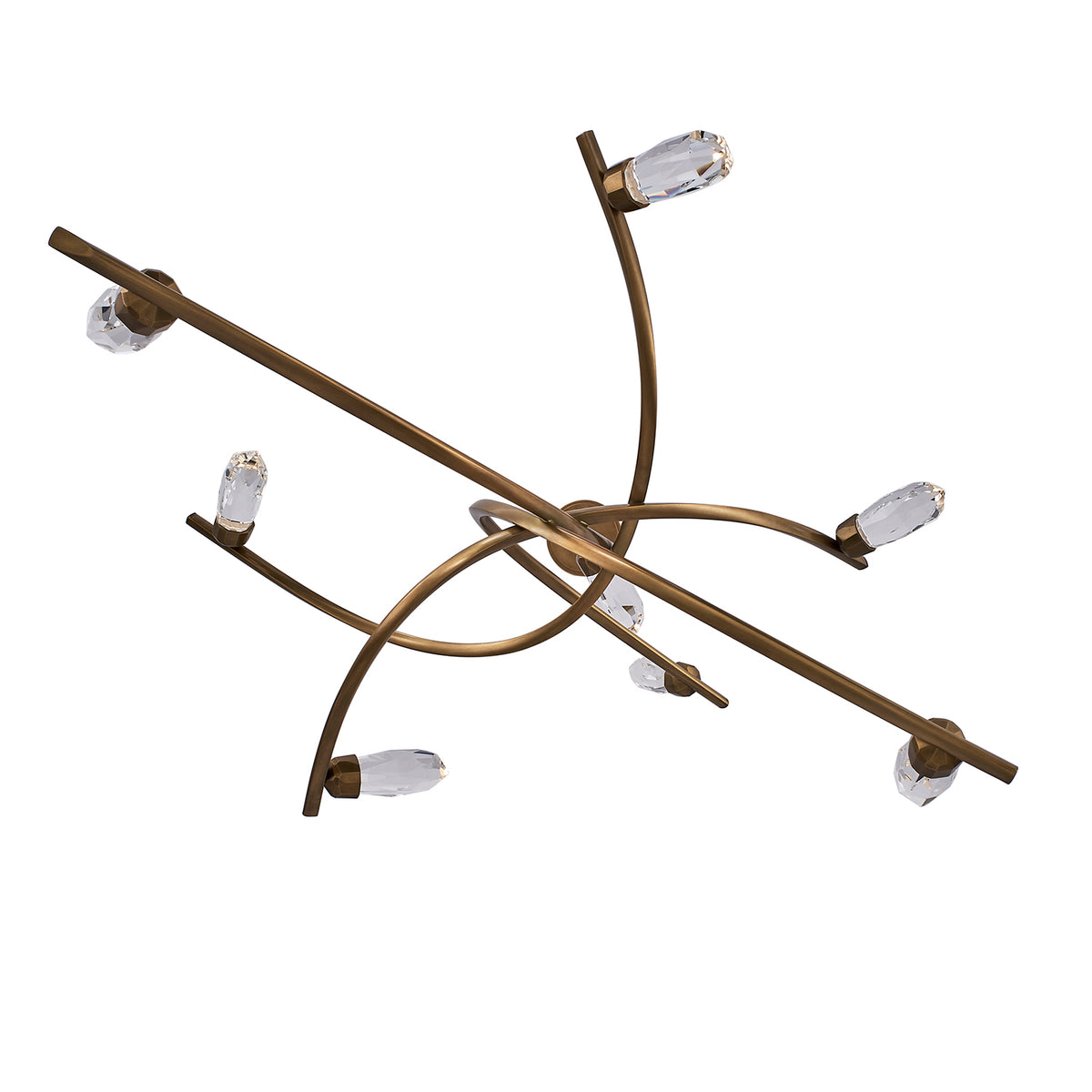 Bilancia 48-in 8 Light LED True Brass/Firenze Clear Chandelier