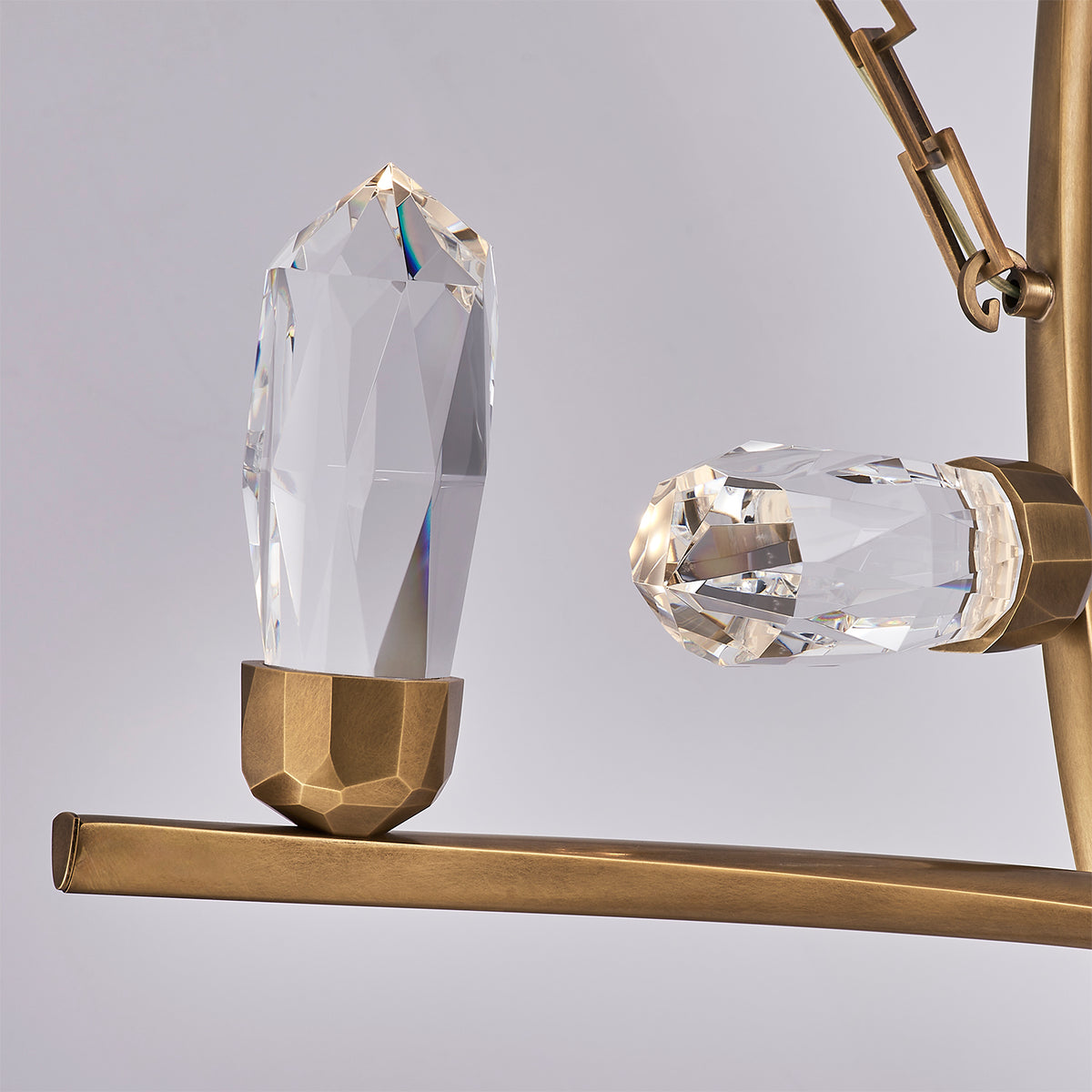 Bilancia 48-in 8 Light LED True Brass/Firenze Clear Chandelier