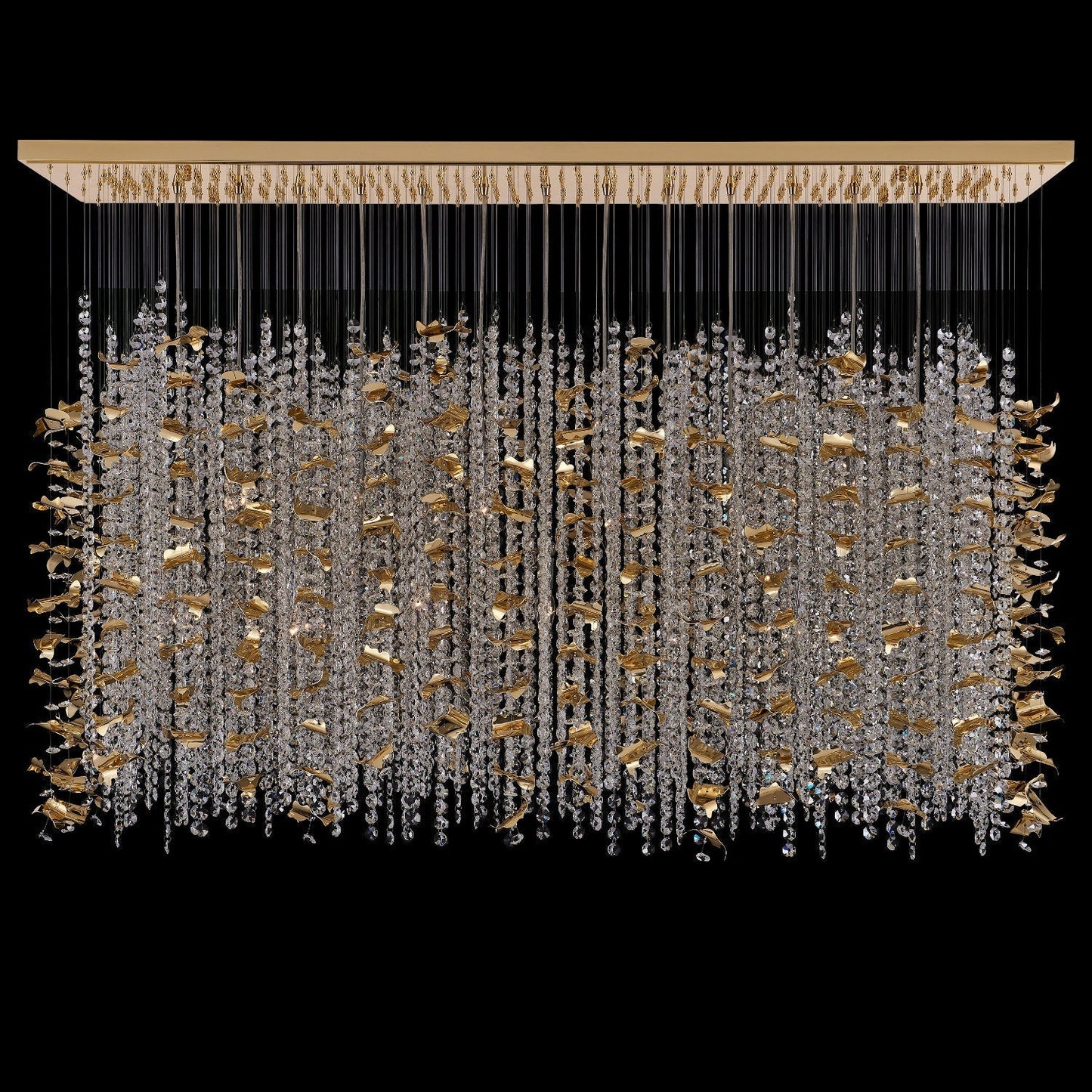 Floating Leaves Custom Flush Pendant – 18K Gold – Crystal+Form Allegri Crystal Lighting