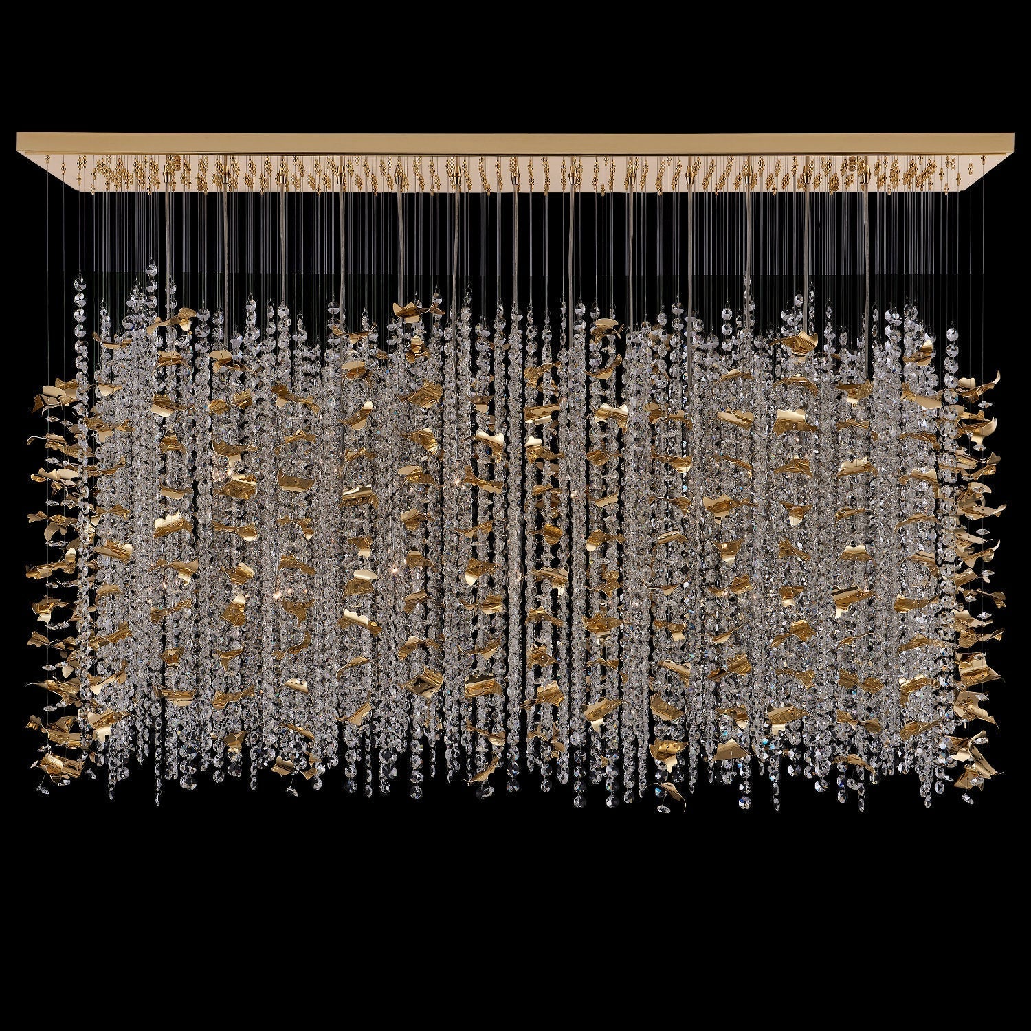 Floating Leaves Custom Flush Pendant – 18K Gold – Crystal+Form Allegri Crystal Lighting