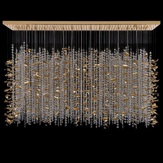 Floating Leaves Custom Flush Pendant – 18K Gold – Crystal+Form Allegri Crystal Lighting
