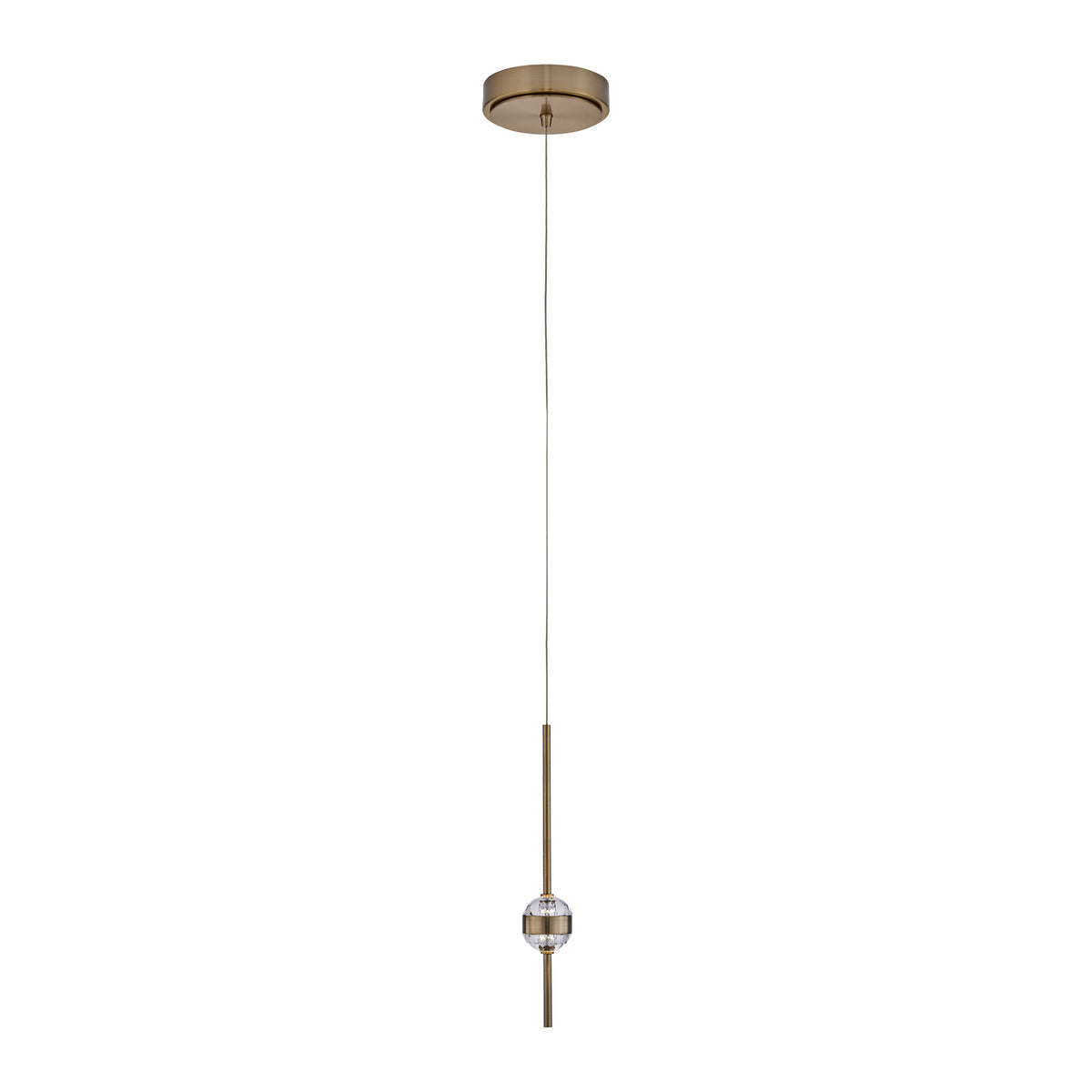 Goccia 6.25-in 2 Light LED Winter Brass/Firenze Clear Pendant