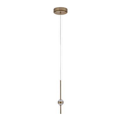 Goccia 6.25-in 2 Light LED Winter Brass/Firenze Clear Pendant
