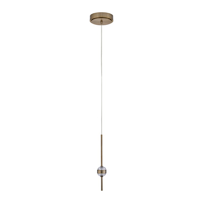 Goccia 6.25-in 2 Light LED Winter Brass/Firenze Clear Pendant