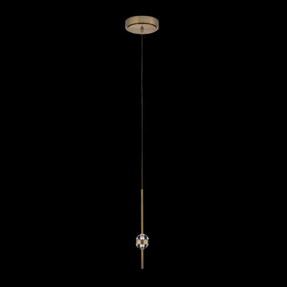 Goccia 6.25-in 2 Light LED Winter Brass/Firenze Clear Pendant