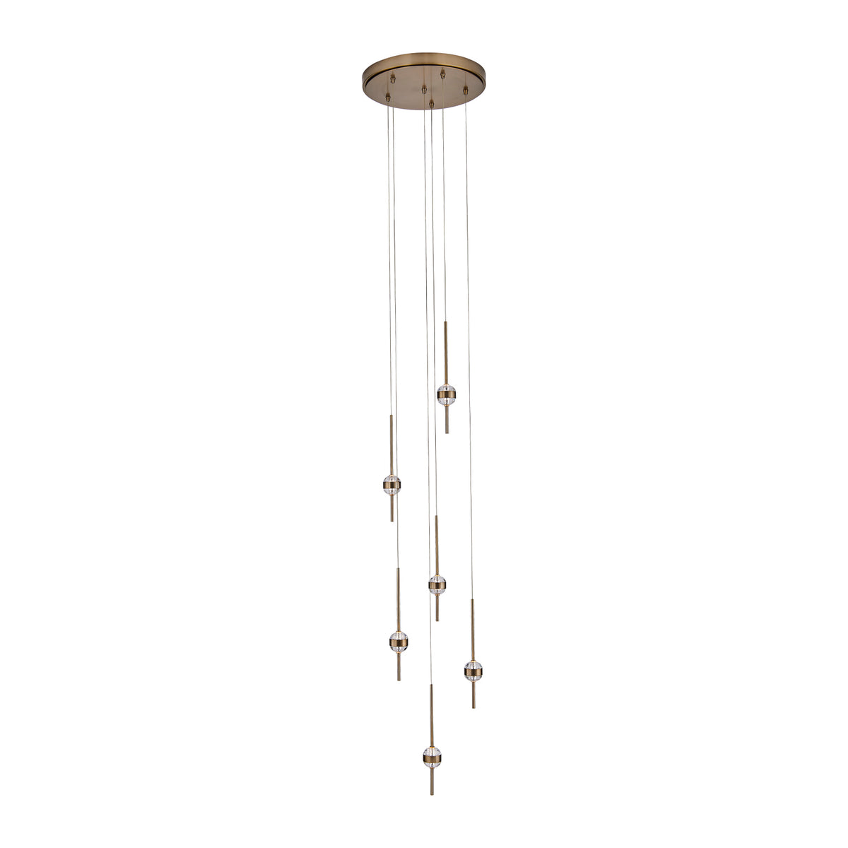 Goccia 16.25-in 12 Light LED Winter Brass/Firenze Clear Chandelier