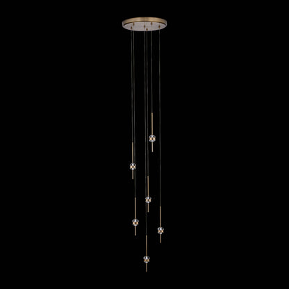Goccia 16.25-in 12 Light LED Winter Brass/Firenze Clear Chandelier