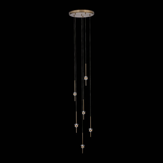 Goccia 16.25-in 12 Light LED Winter Brass/Firenze Clear Chandelier