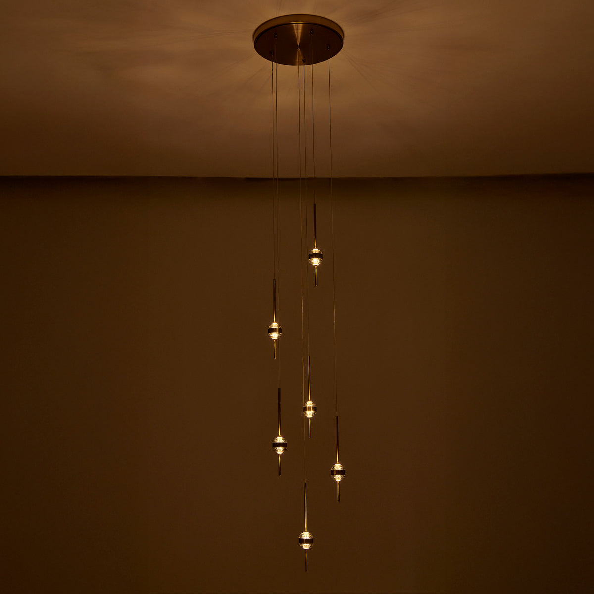 Goccia 16.25-in 12 Light LED Winter Brass/Firenze Clear Chandelier