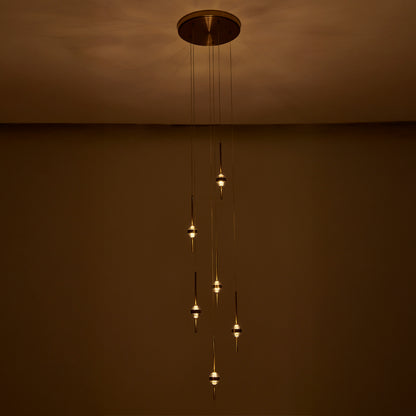 Goccia 16.25-in 12 Light LED Winter Brass/Firenze Clear Chandelier