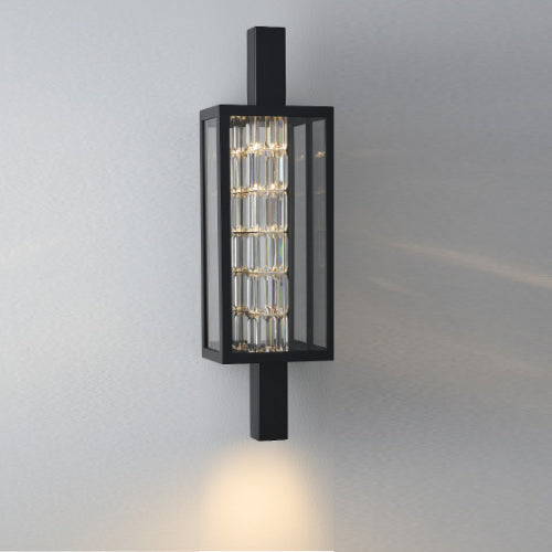 Colonna Crystal Outdoor Wall Sconce – Matte Black – Crystal+Form Allegri Crystal Lighting