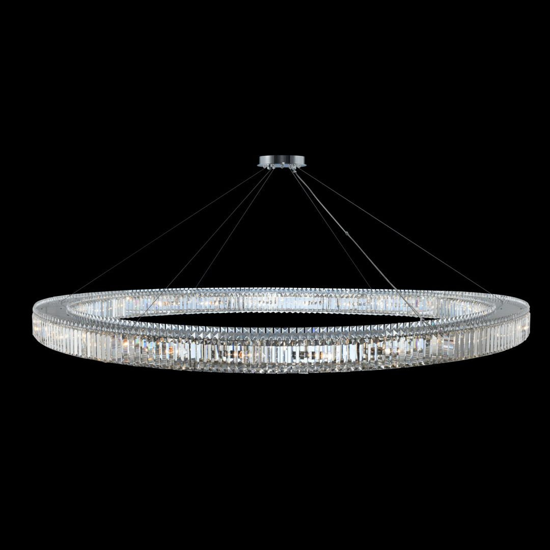 Rondelle 84 inch Luxury Crystal Ring Pendant – Polished Chrome – Crystal+Form Allegri Crystal Lighting