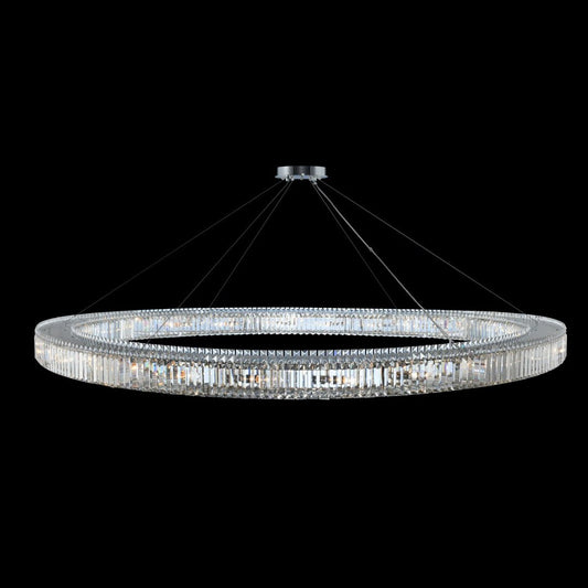 Rondelle 84 inch Luxury Crystal Ring Pendant – Polished Chrome – Crystal+Form Allegri Crystal Lighting