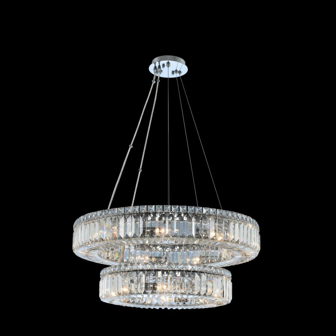 Quantum Rondelle 15 Light 2Tier Pendant – Polished Chrome by Allegri Crystal – Crystal+Form Allegri Crystal Lighting